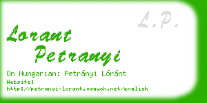 lorant petranyi business card