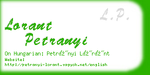 lorant petranyi business card